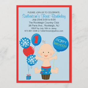 Bright Smash Cake Boy's First Birthday Invitation