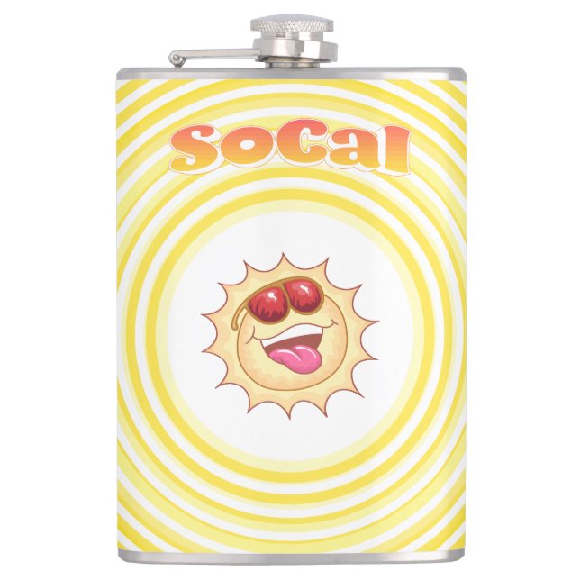 Bright Smiling SoCal Sun Hip Flask (Front)