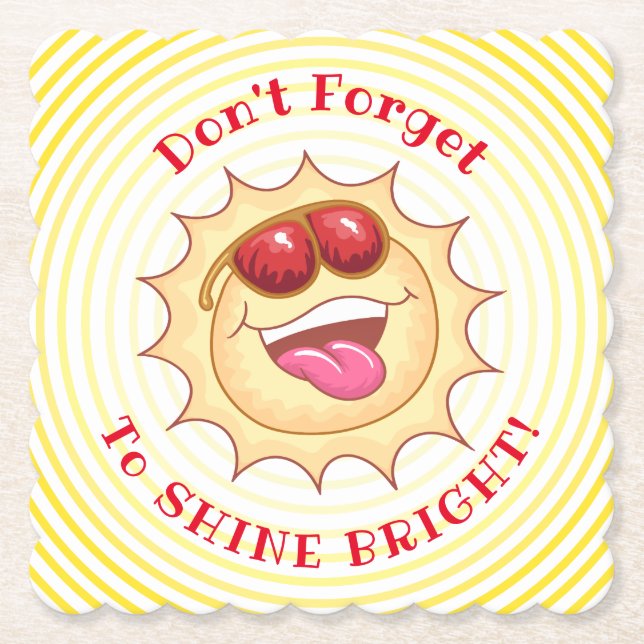 Bright Smiling Sunshine Paper Coaster (Front)