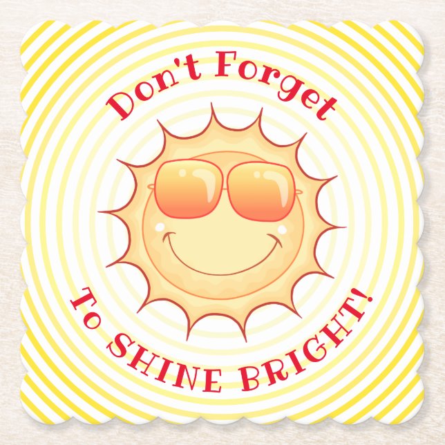 Bright Smiling Sunshine Paper Coaster (Front)