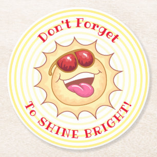Bright Smiling Sunshine Round Paper Coaster