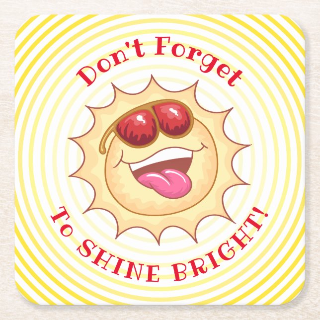 Bright Smiling Sunshine Square Paper Coaster (Front)