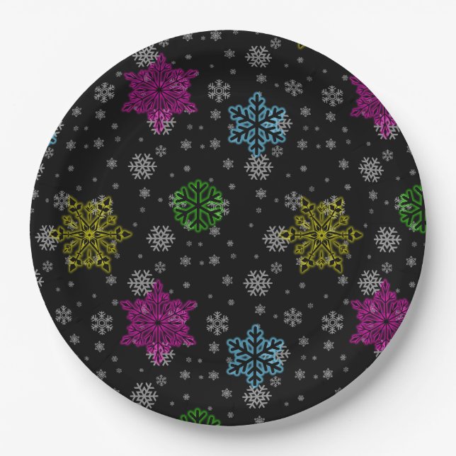 Bright Snowflake Party Plates - set 1 (Front)