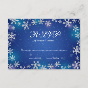 Bright Snowflakes Blue Winter RSVP Card
