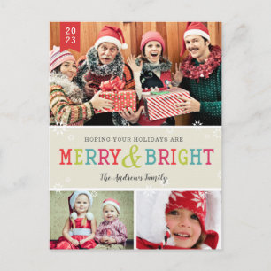 Bright Snowflakes Holiday Photo  Postcard