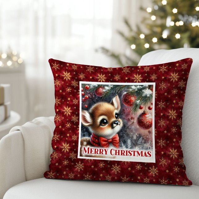 Bright snowy forest baby deer kids room decor   cushion (Bright snowy forest baby deer kids room decor (50))