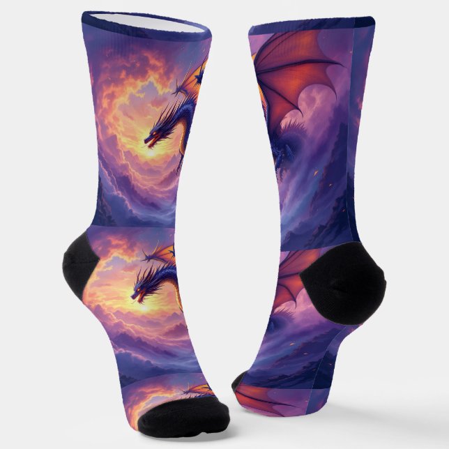 Bright Socks RANDOPIX Dragon In Clouds 0039520 (Angled)
