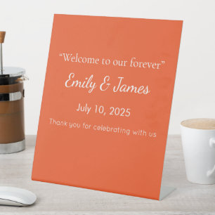 Bright Solid Orange Background  Pedestal Sign