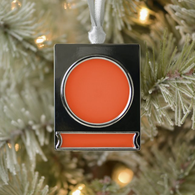 Bright Solid Orange Background  Silver Plated Banner Ornament (Tree)