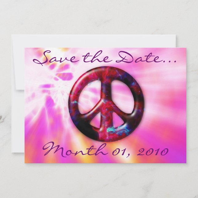 Bright Space Peace Sign Invitations (Front)