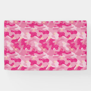 Bright Sparkle Pink Camouflage Chic Camo Lovers Banner