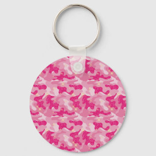 Bright Sparkle Pink Camouflage Chic Camo Lovers Key Ring