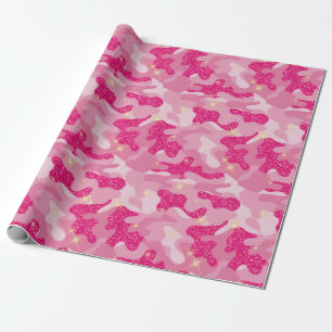 Bright Sparkle Pink Camouflage Chic Camo Lovers Wrapping Paper