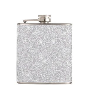 Bright Sparkle White Silver Colour Merry Christmas Hip Flask