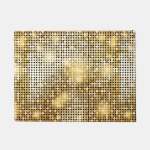 Bright sparkling golden sequin glitters disco ball doormat
