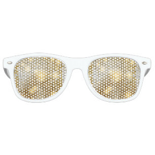 Bright sparkling golden sequin glitters disco ball retro sunglasses