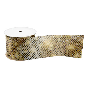 Bright sparkling golden sequin glitters disco ball satin ribbon