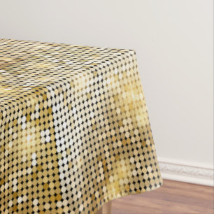 Bright sparkling golden sequin glitters disco ball tablecloth