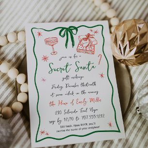 Bright Spirits Secret Santa Christmas Party Invitation