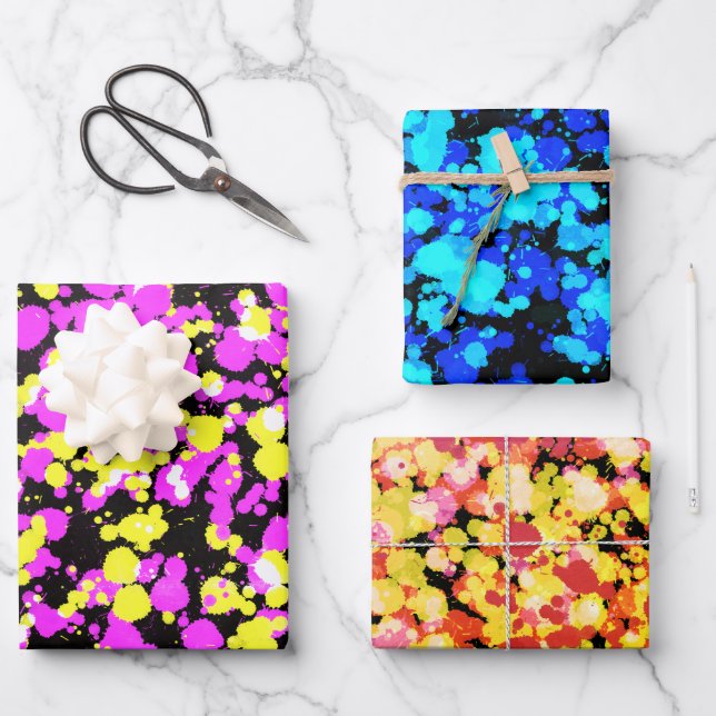 Bright Splattered Paint  Wrapping Paper Sheet (Front)