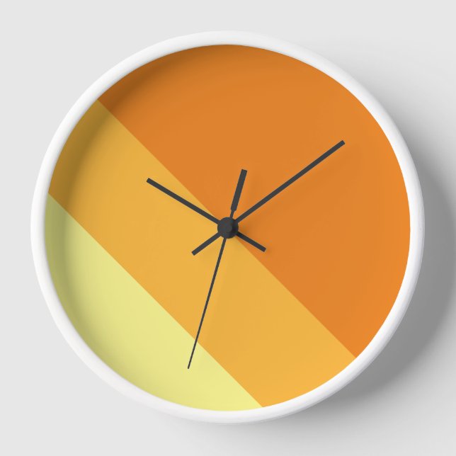 Bright Sporty Orange Yellow Summer Racing Stripes Clock (Front)