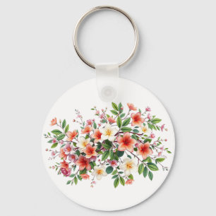 Bright Spring Floral Bouquet Key Ring