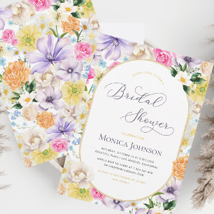 Bright Spring Floral Garden Bloom Bridal Shower Invitation