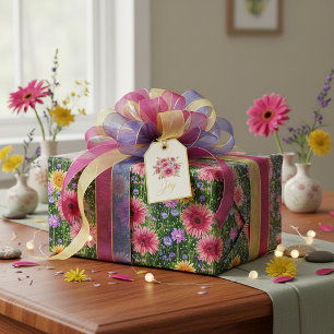 Bright spring floral pattern wrapping paper