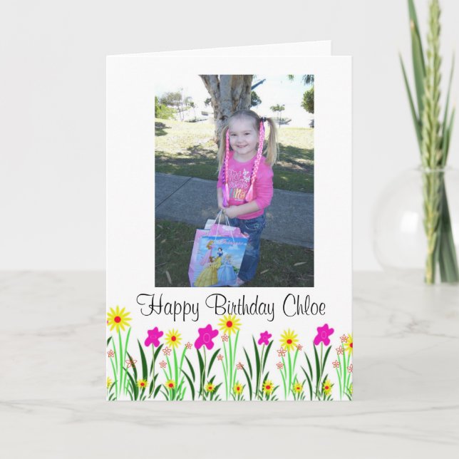 Bright spring flowers custom Chloe birthday gift Card (Front)
