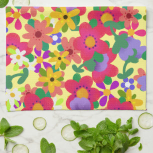 Bright Spring Flowers You Customise Pretty Tea Towel