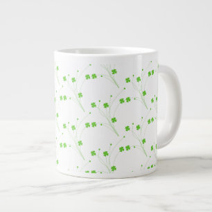 Bright Spring Green Flowers, Small Floral Print Large Coffee Mug