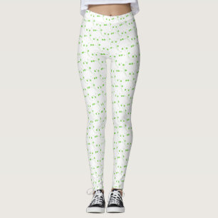 Bright Spring Green Flowers, Small Floral Print Leggings