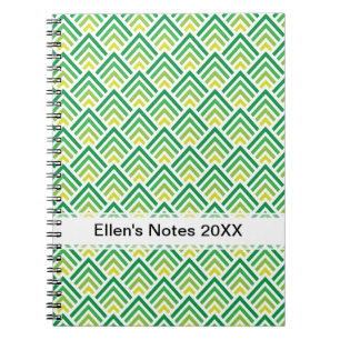 Bright Spring Green Geometric Chevron ZigZag Notebook