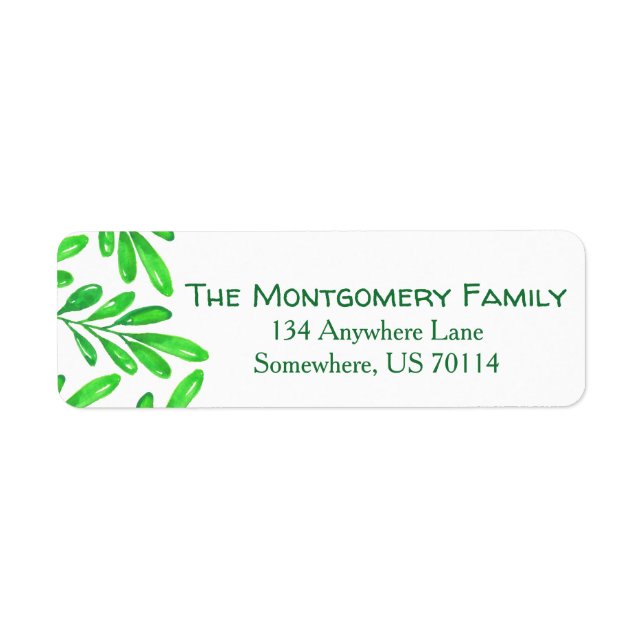 Bright Spring Leaves | Family Name Return Address Label (Front)