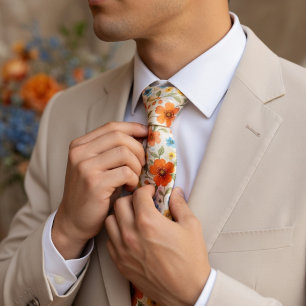 Bright Spring Meadow Floral Pattern Tie