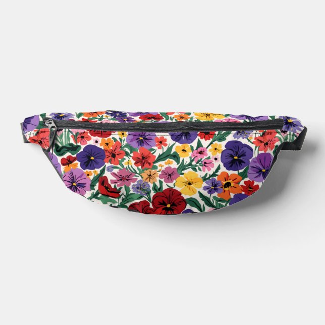 Bright Spring Pansies Floral Garden Pattern Bum Bags (Lay Down)