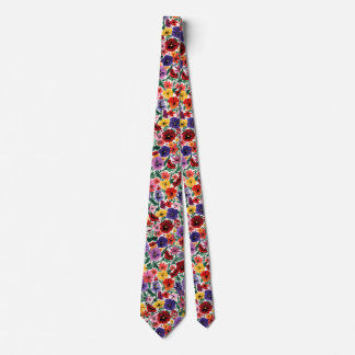 Bright Spring Pansies Floral Garden Pattern Tie