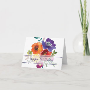 Bright spring watercolor floral card
