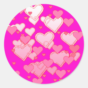 Bright Sprinkle of Falling Hearts Classic Round Sticker