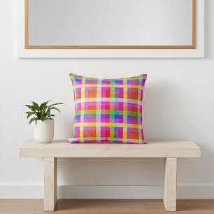 Bright Squares of Rainbow Colors Cushion