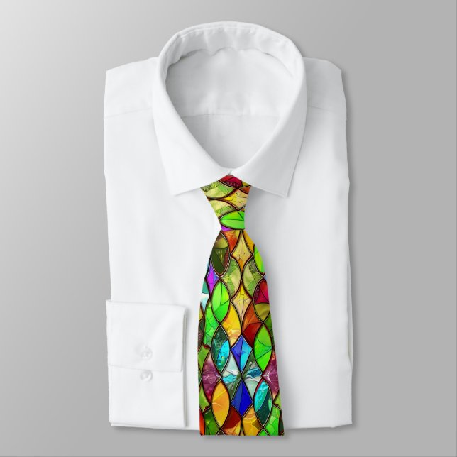 Bright Stained Glass Statement Tie (Tied)