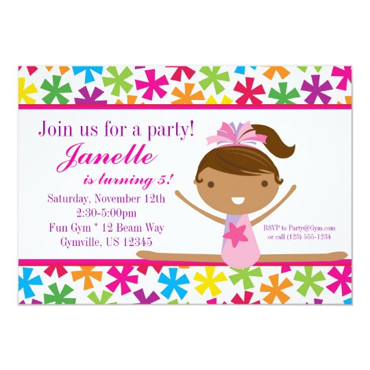 Bright Star Gymnasts Birthday Party Invitation