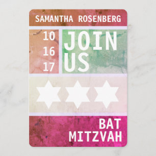 Bright Star of David Bat Mitzvah Invitation