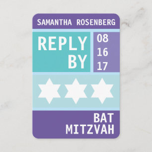 Bright Star of David Bat Mitzvah RSVP Reply Invitation