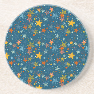 Bright stars and dots throw pillow coaster