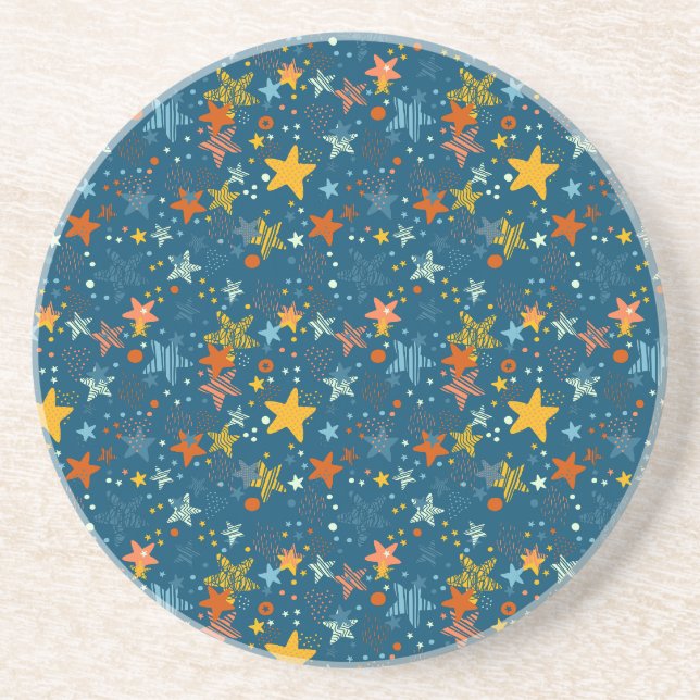 Bright stars and dots  throw pillow coaster (Front)