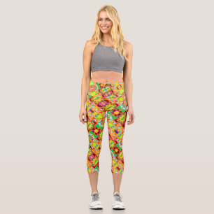 bright stars and flowers repeat pattern vibrant co capri leggings