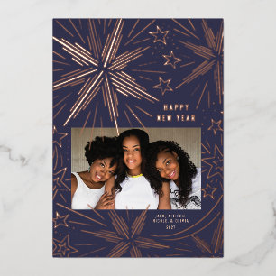 Bright Stars Festive Fireworks New Year Photo Card