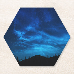 BRIGHT STARS IN A DARK AND BLUE SKY PAPER COASTER