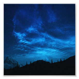 BRIGHT STARS IN A DARK AND BLUE SKY PHOTO PRINT